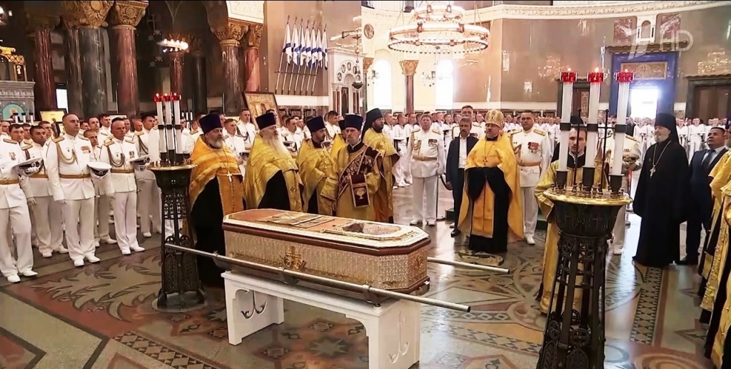 Встреча мощей святого праведного воина Феодора Ушакова и молебен в Кронштадтском Никольском Морском ставропигиальном соборе